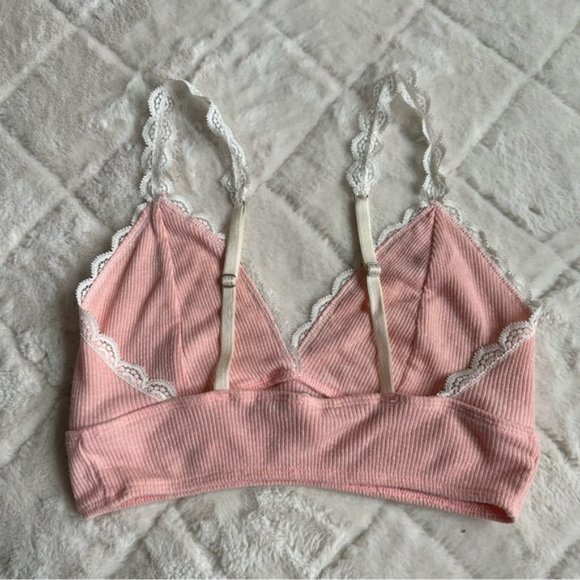 Victoria's Secret | Pink & Cream Ribbed Sleep Bralette | Size Medium - Picture 3 of 12